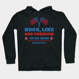 Hook, Line, and Freedom: Smallmouth Bass 4th of July Edition Hoodie